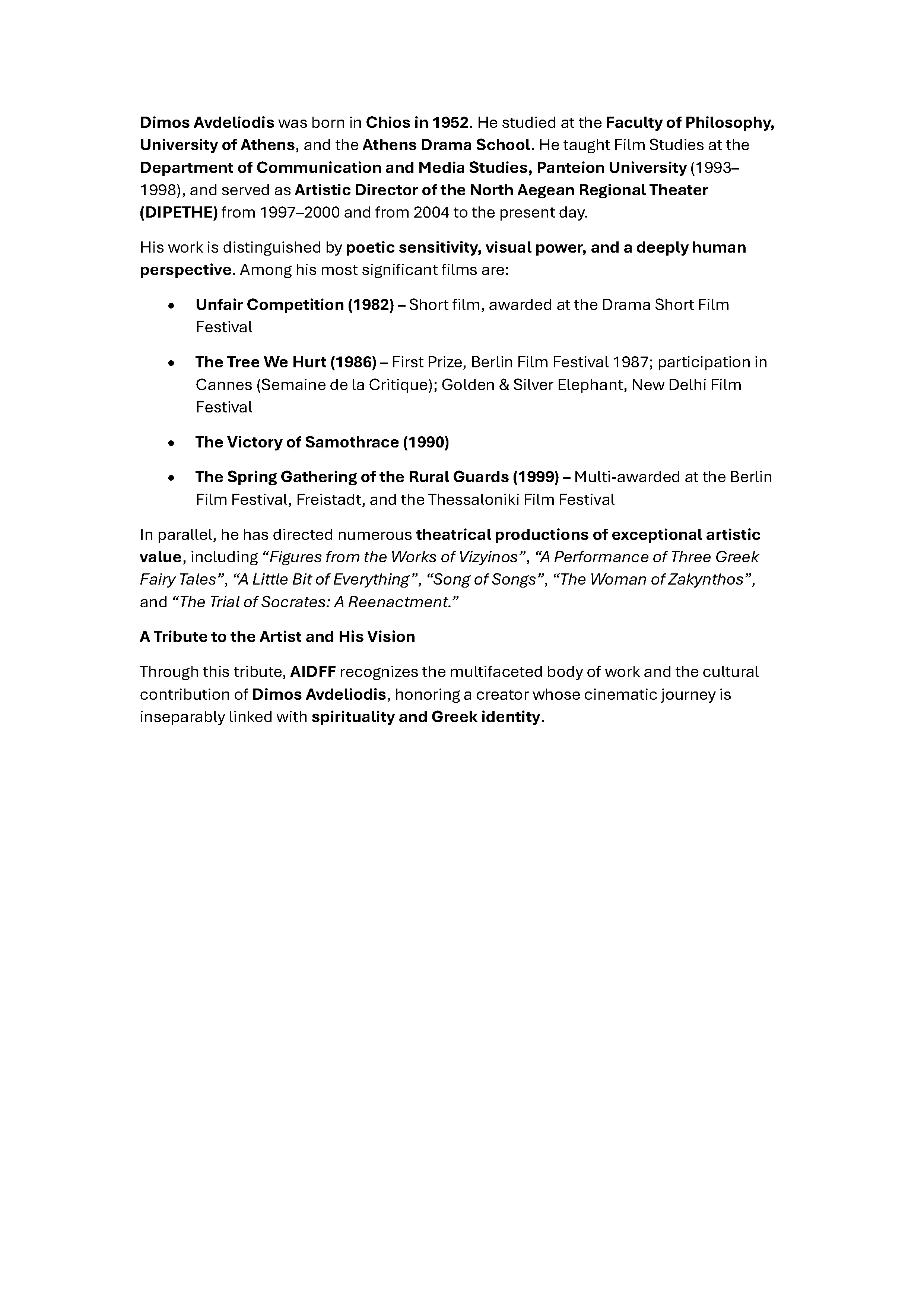 Dimos Avdeliodis Honored at the 14th Athens International Digital Film Festival Page 2